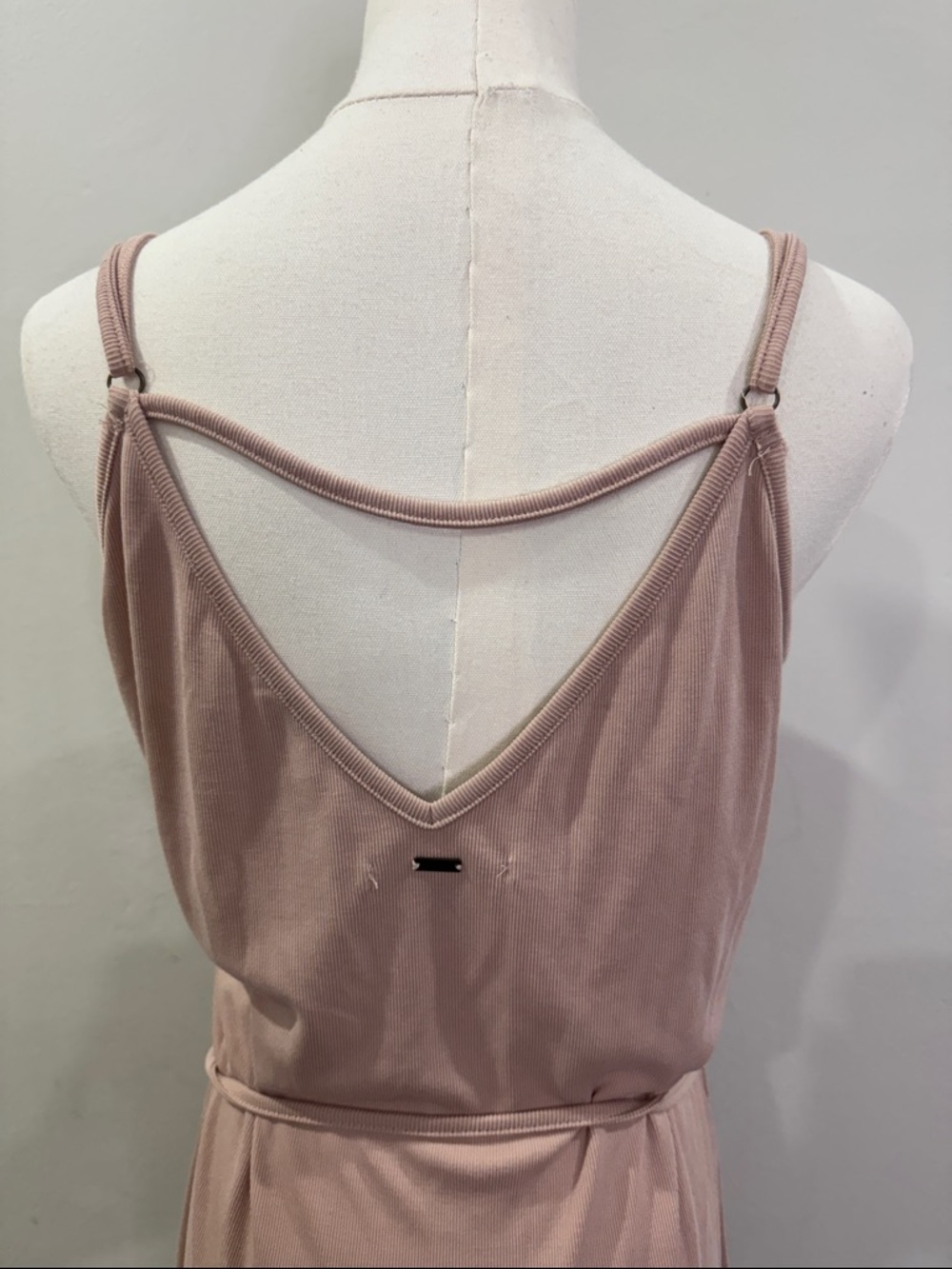 O’Neill Ribbed Modal Blend Midi Dress | Blush Pink Tie Waist | Size M - Picture 5 of 12